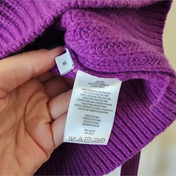 NEW Re/Done Boatneck Cropped Wool Sweater in Purple